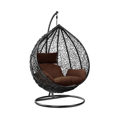 Rattan Swing Egg Chair Garden Hanging Indoor Outdoor Patio Hammock with Cushion — image 1