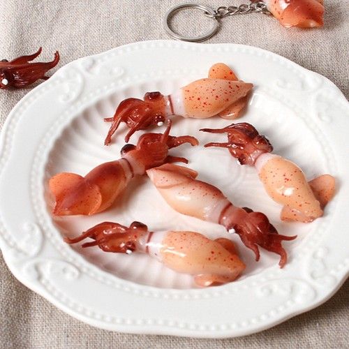  4 Pcs Simulation Squid Artificial Fish Realistic Figurines Model
