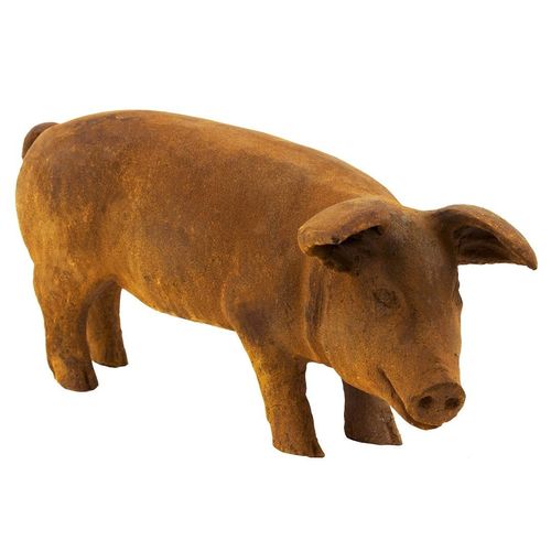 Large Rustic Cast Iron Pig Sculpture — image 3