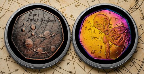 OUR SOLAR SYSTEM & AREA 51 Titanium & Bronze Commemorative Coins & Capsules — image 1