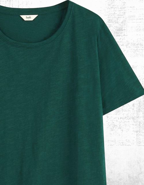 Womens HUSH Short Sleeve Scoop Neck Cotton Slub Jersey T-Shirt Green — image 3