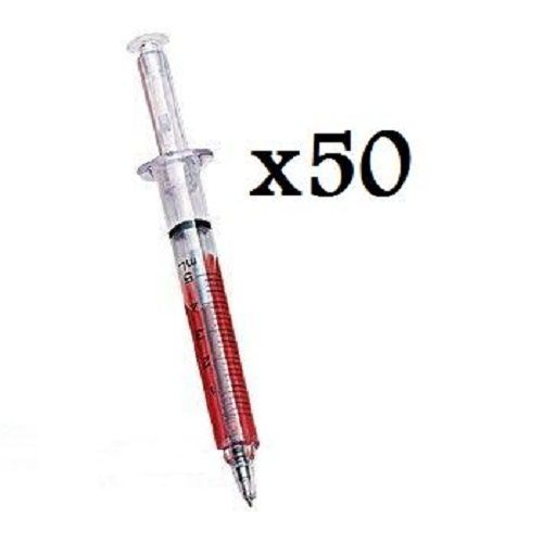 50 NOVELTY SYRINGE 'INJECTION' PENS bulk value wholesale - 'Blood' or 'Mixed'