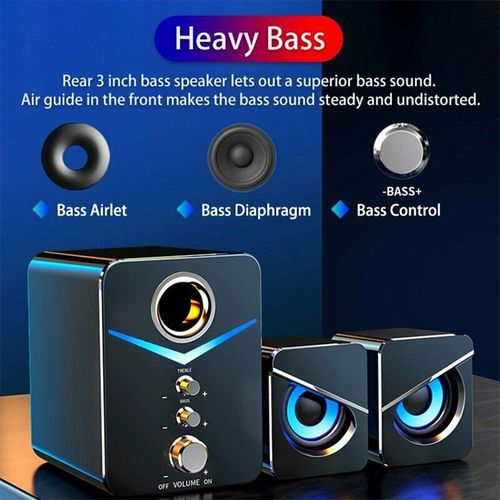 Computer Speakers Surround Sound System LED PC Gaming Bass USB Wired for Desktop — image 4