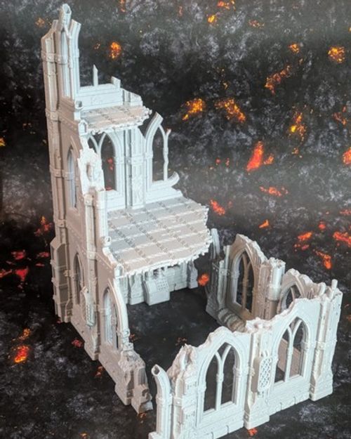 Sci Fi Gothic Ruined Building Set A – Grimdark Terrain for 28–32mm Wargaming