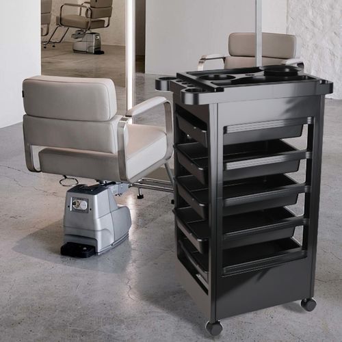 Salon Hairdresser Trolley Beauty Barber Storage Basket Rolling Cart 5 Drawer — image 9