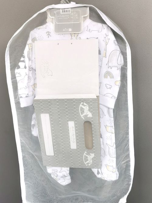 Baby Unisex Layette Clothing Gift Set ~ Animals ~ Grey White 5 Piece Set ~3-6M — image 2