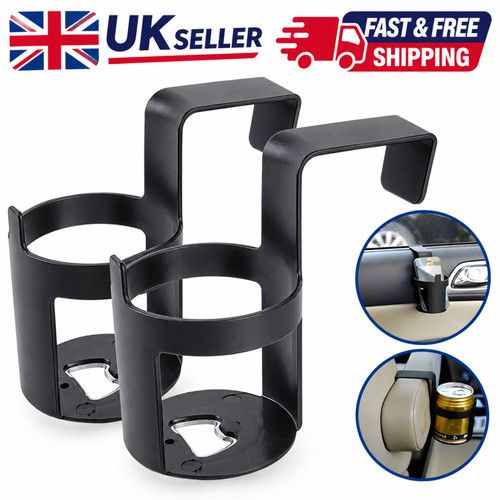 2Pcs Universal Car Truck Door Cup Holder Drink Bottle Can Holder Black