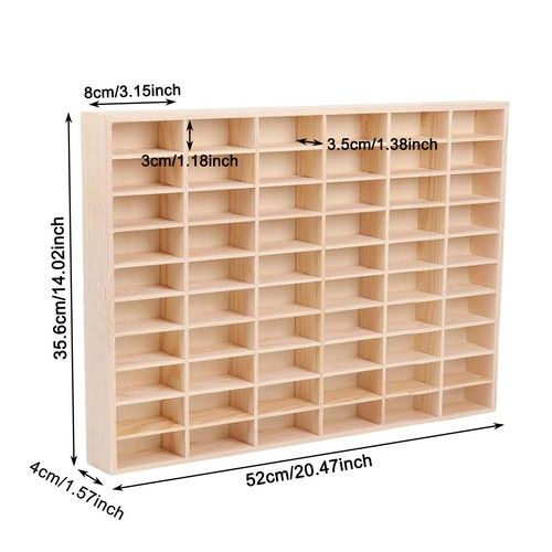 60 Grids Wooden Toy Car Display Case for 1/64 Car Model Matchbox Model Diecast