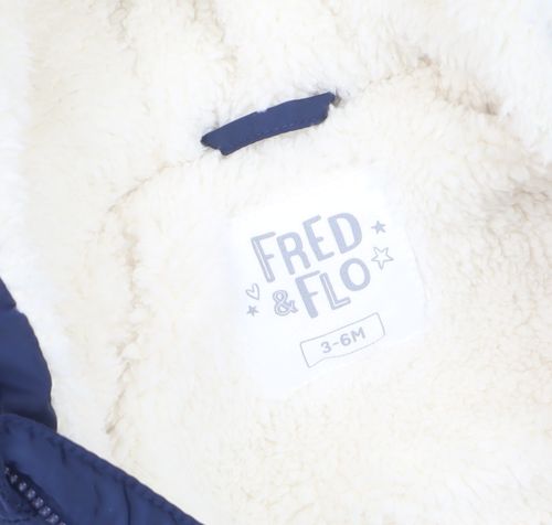Fred & Flo Unisex Baby & Toddler Puffer Jacket Snowsuit Size 3-6 Months Blue — image 7