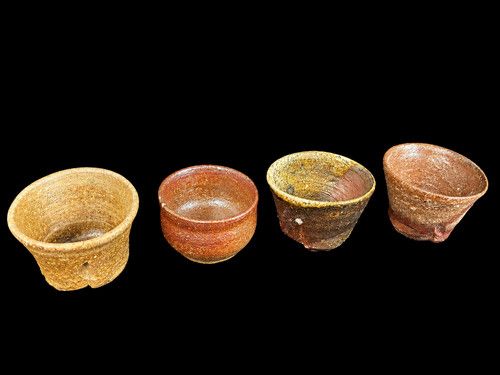 Set of 4 Bizen Ware Sake Cups – Handmade Japanese Pottery by Kotoyo Doki