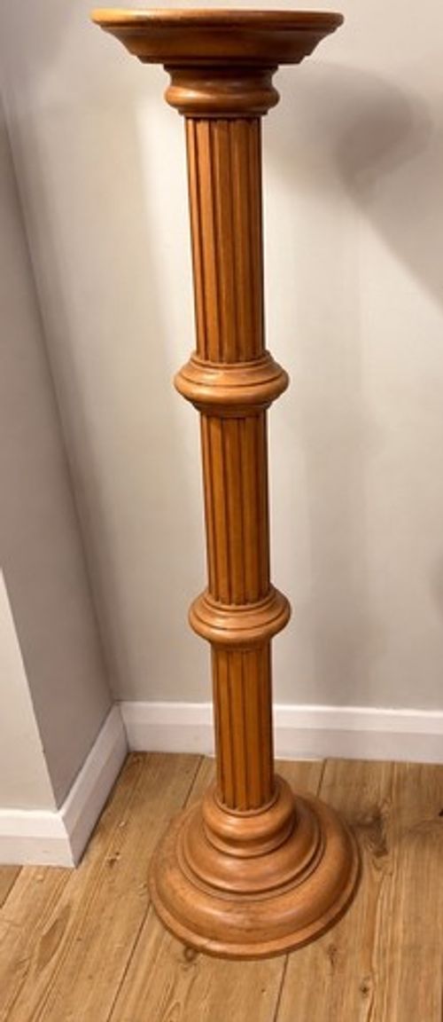 Vintage Tall Wooden Pedestal Plant Stand Classical Fluted Column Display 103cm
