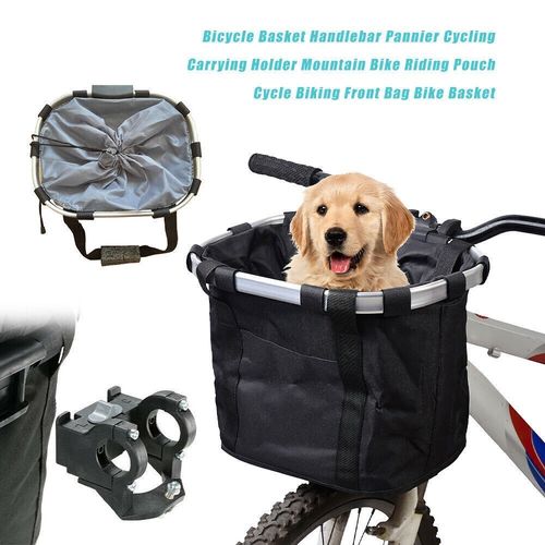 Bicycle Front Basket Foldable Bike Handlebar Bag Pet Carrier Frame Storage Pack — image 5