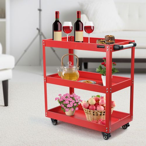 Tool Storage Heavy Duty Garage Trolley Workshop DIY 3 Tier Wheel Cart Shelf — image 5