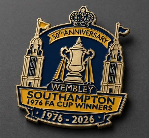 Southampton FC - 1976 FA Cup, 50th Anniversary Limited Edition Badge, Wembley