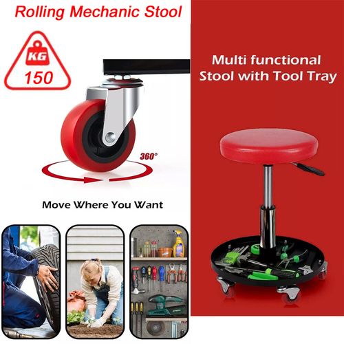 Creeper Seat Rolling Mechanic Stool Height Adjustable 360° Swivel Stool Storage — image 8