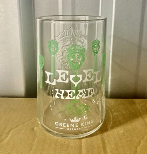 Greene King Brewery Level Head Pint Beer Glass - Glass Pint Glass