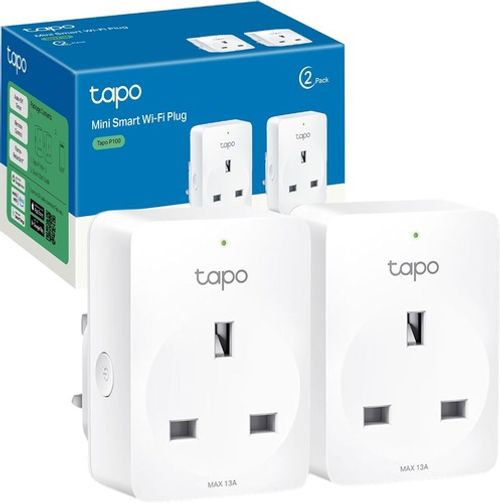 Tapo P100 Smart Plug 2-Pack WiFi UK, Works with Alexa & Google, Remote Control