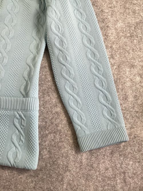 Vintage Butte Knit Cardigan UK 14 Blue Cable Knit 60s 70s Retro Pockets — image 10