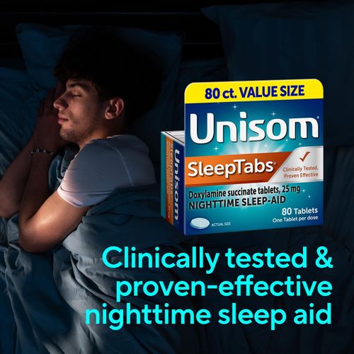 Unisom SleepTabs, Nighttime Sleep-aid, Doxylamine Succinate, 80 Tablets — image 8