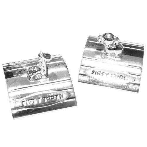 Baby First Tooth / Curl Trinket Box Silver Plated - Animals — image 2