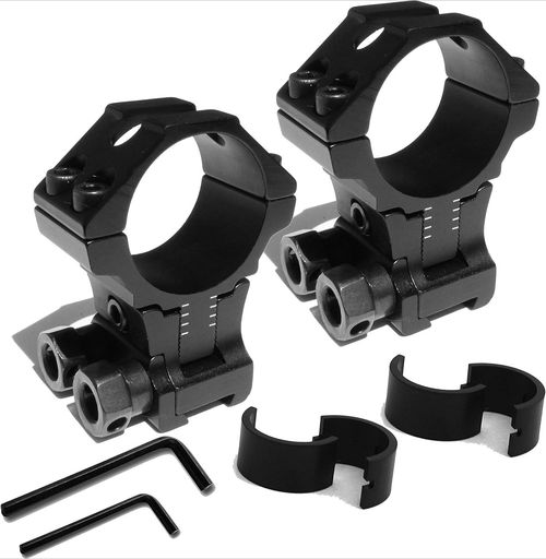 2Pcs 11mm rail Adjustable Height Scope Mount 30mm 1" Rings Dovetail Riser Mount — image 1