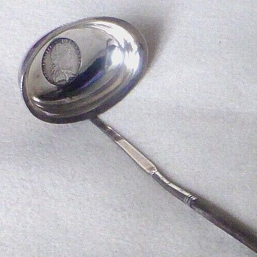 Antique Silver Toddy Ladle George III, with 1787 Coin Inset