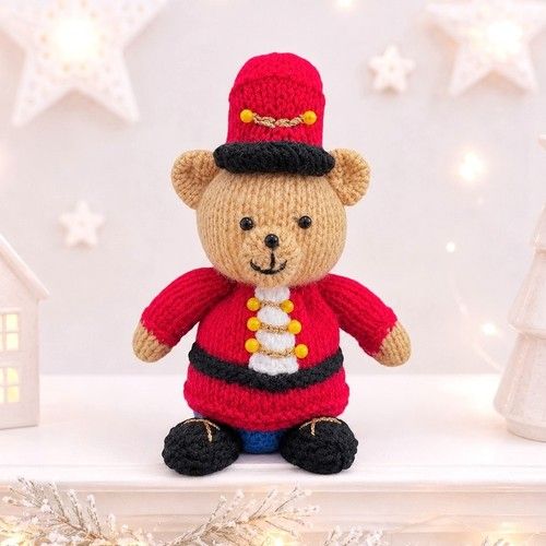 KNITTING PATTERN - Christmas Soldier Teddy Bear choc orange cover /15cm Toy