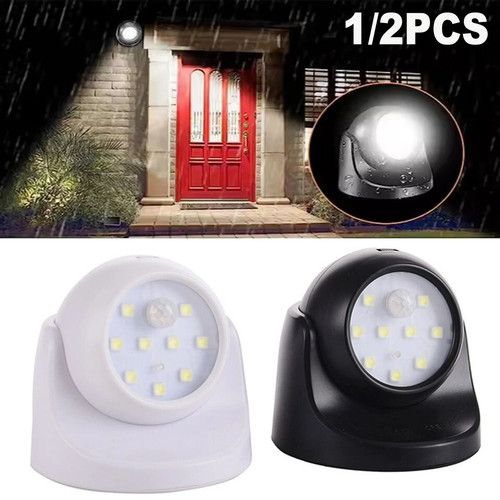 Power Motion Sensor 360° Security Battery PIR LED Light Garden Out/Indoor