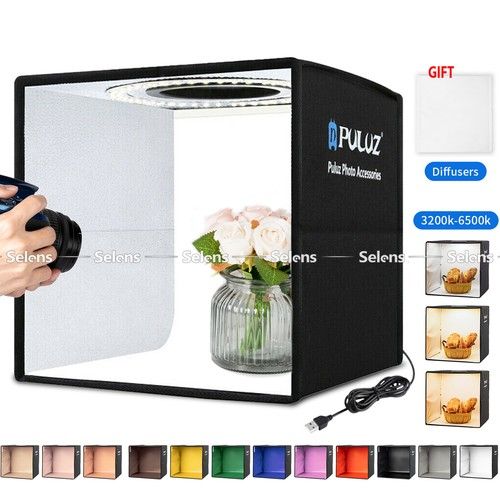PULUZ LED Photo Box Studio Lighting Box Cube Portable Photography Backdrop
