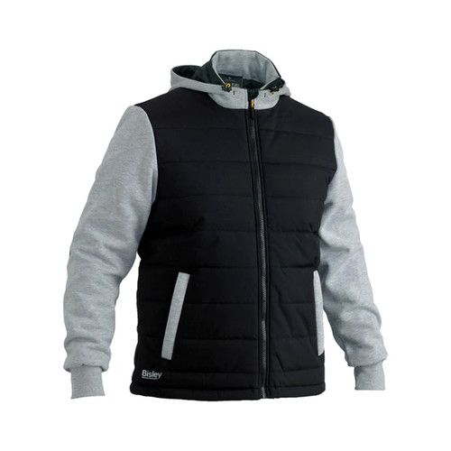 Bisley Workwear Flex Move Jacket Hooded Puffer Fleece  Long Sleeve S-3XL