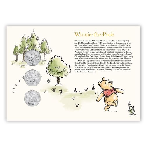 Winnie the Pooh Stamps & 3 x 50p BU Coin Cover from Royal Mail & Royal Mint — image 3