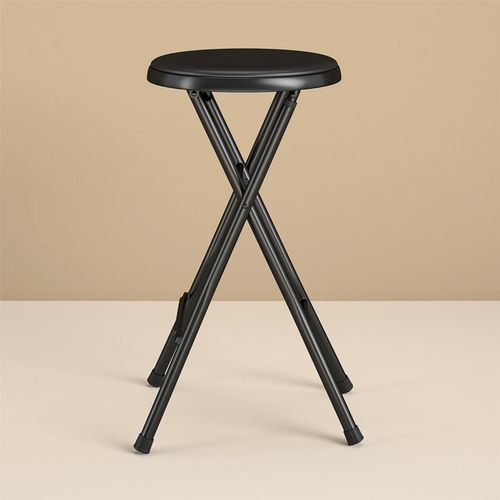 BLACK FOLDING STOOL ROUND FOLDABLE METAL FOR SPACE SAVING STOOLS PADDED SEAT NEW — image 13