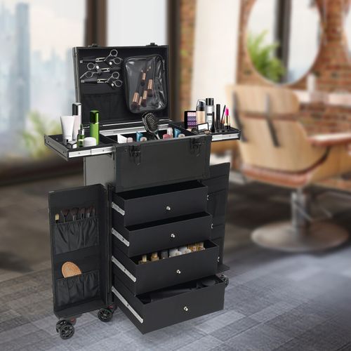 Professional Makeup Case Organizer Travel Case Rolling Makeup Cosmetics Box — image 1