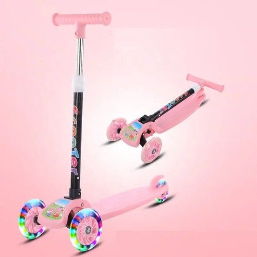 Kids Scooter Child Kick Flashing Adjustable LED Light Up 3 Wheel Push Folding