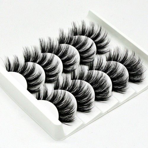 UK 10 Pair 3D Mink False Eyelashes Wispy Cross Long Thick Soft Fake Eye Lashes