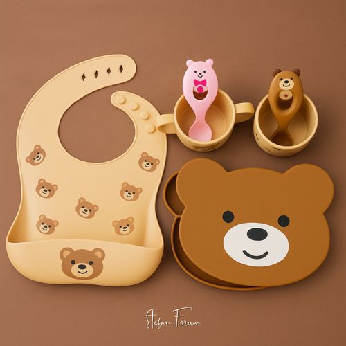 Toddler Weaning Kit Baby Silicone Feeding Set – Teddy Bear Design -  BPA Free — image 4