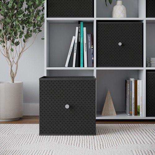 Foldable Woven Fabric Storage Cube Box Drawer Insert Organiser Basket w/ Handle