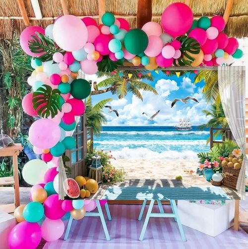 Summer Beach Window Backdrop Hawaiian Tropical Ocean Seaside Sailboat 7x5FT — image 5
