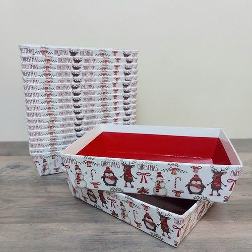 Christmas Cardboard Gift Trays x19 Hamper 20x15x5cm Sweet Treat Boxes Xmas Eve