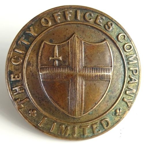 RARE c1890 ANTIQUE THE CITY OFFICES COMPANY LIMITED LONDON BRASS BUTTON 28mm