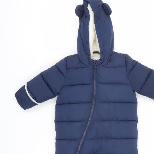 Fred & Flo Unisex Baby & Toddler Puffer Jacket Snowsuit Size 3-6 Months Blue — image 11