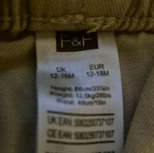 F&F Beige Cargo Trousers 12-18 Months Drawstring Adjustable Waist Pockets — image 4