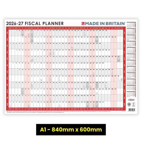 FISCAL 2026 - 2027 A1 Size Full Year Wall Planner Calendar Home Office Work A1 — image 8
