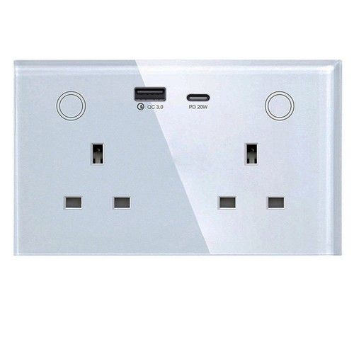 UK Zigbee Smart Wall Socket Tuya SmartLife Touch Switch Outlet Plug USB Type C