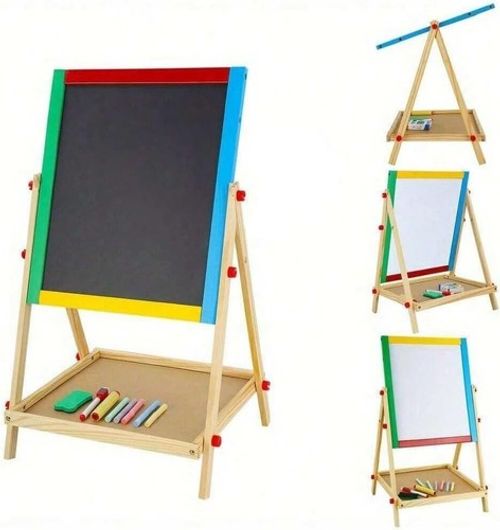 2 In 1 Children Black/White Board Adjustable Wooden Easel Kids Drawing Board UK