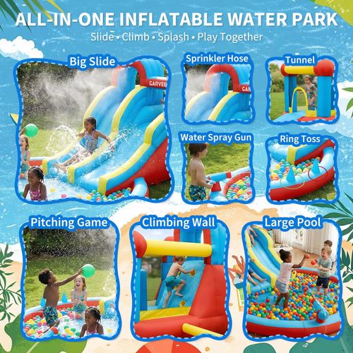 Kids Water Park Swimming Pool Above Ground 8-in-1 Slides Climbing Durable Oxford — image 5