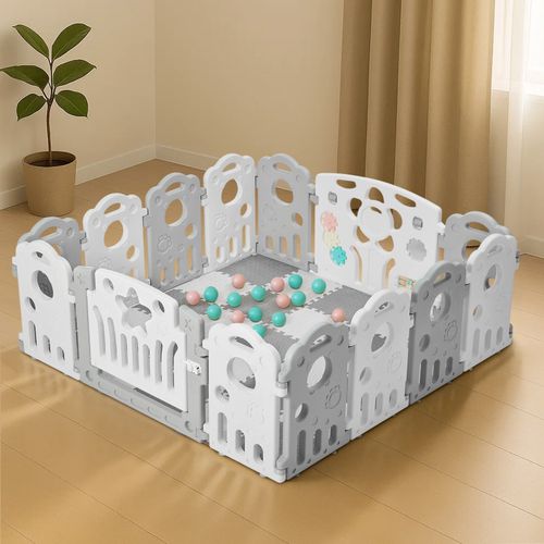 Baby Playpen Large Plastic Play Pen Bear Babies Fence & Foam Play Mat — image 1
