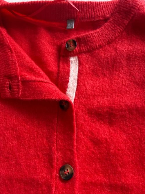 Oliver Bonas Red Short Sleeve Wool Blend Button Front Knitted Cardigan 6-18 — image 5