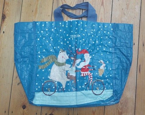 Tesco Christmas Reusable Bag for Life ~ Santa Claus & Polar Bear Design