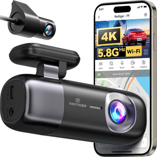 REDTIGER 4K Dash Cam Front and Rear Dash Camera With 5.8GHz WiFi GPS — image 1